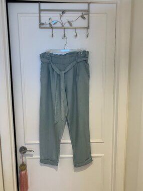 DoBe Light Blue Belted Soft, Flowy Pants Size L, New With Tags